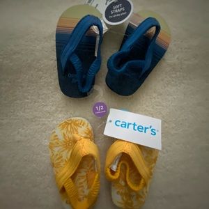 NWT 2 pairs of baby flip flops
